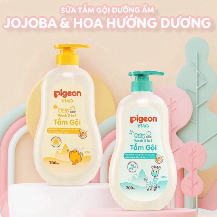 Sữa Tắm Gội Pigeon 700ml Sữa Tắm Toàn Thân Cho Bé Sơ Sinh 2in1 Trẻ Em Chai Vòi 700ml