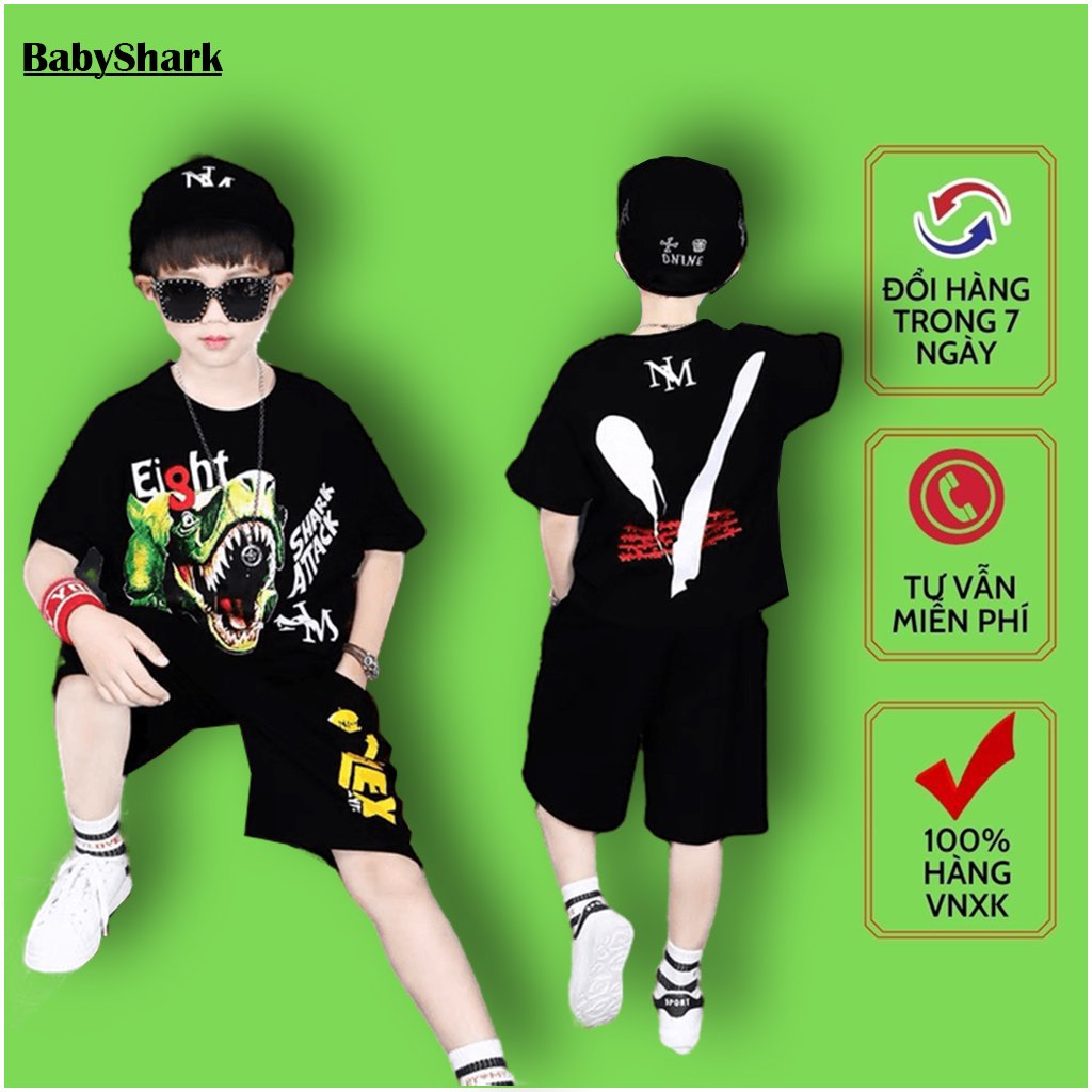 [HCM]Bộ Quần Áo Bé Trai mùa hè (69) - Thời trang trẻ em Babyshark - nguyên Set đồ Bé Trai cá tính 3E