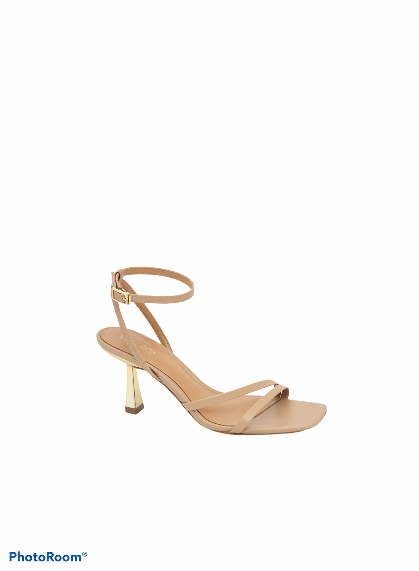 Giày Nữ Sandal Ankle Strap Gót Trụ Metallic VASCARA - SDN 0694 - Màu Be