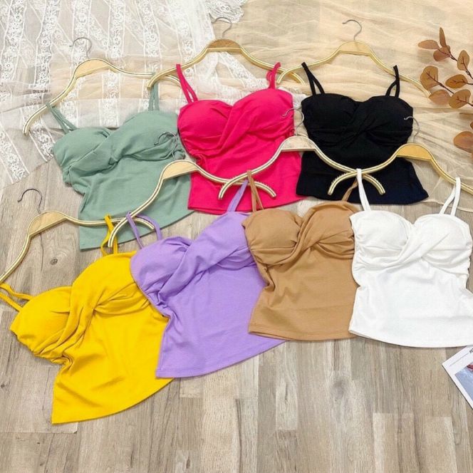 Áo thun nữáo hai dây có mod dáng croptop form 45kg