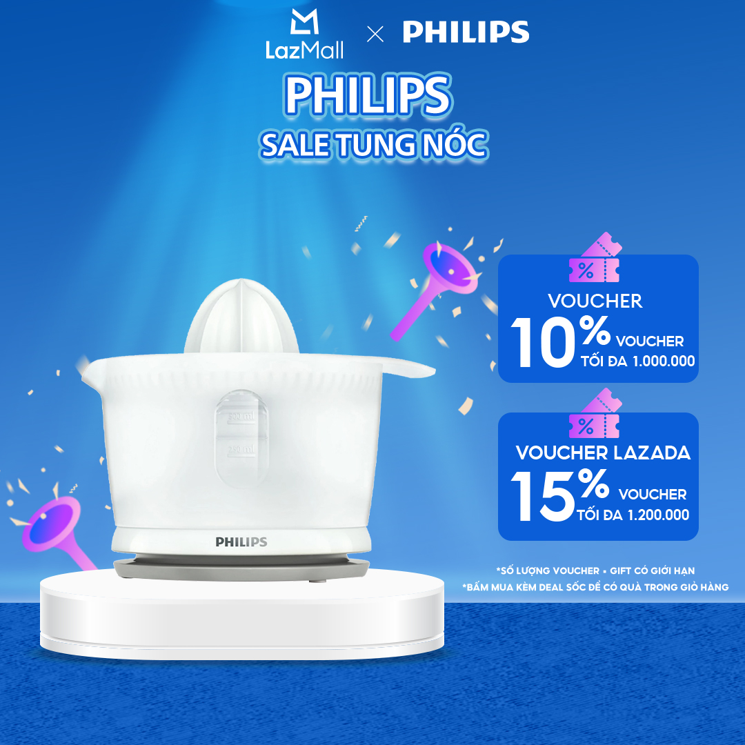 Máy Vắt Cam Philips HR2738/00 (Trắng) -25W-0.5 Lít, Giúp Vắt Nước Trái Cây Tươi Ngon Dễ Dàng- Hàng Phân Phối Chính Hãng