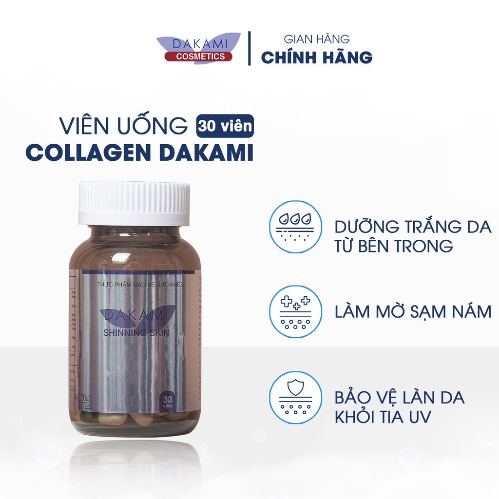 Collagen Dakami II - Dưỡng trắng da, mờ thâm nám, chống lão hoá da hộp 30 viên