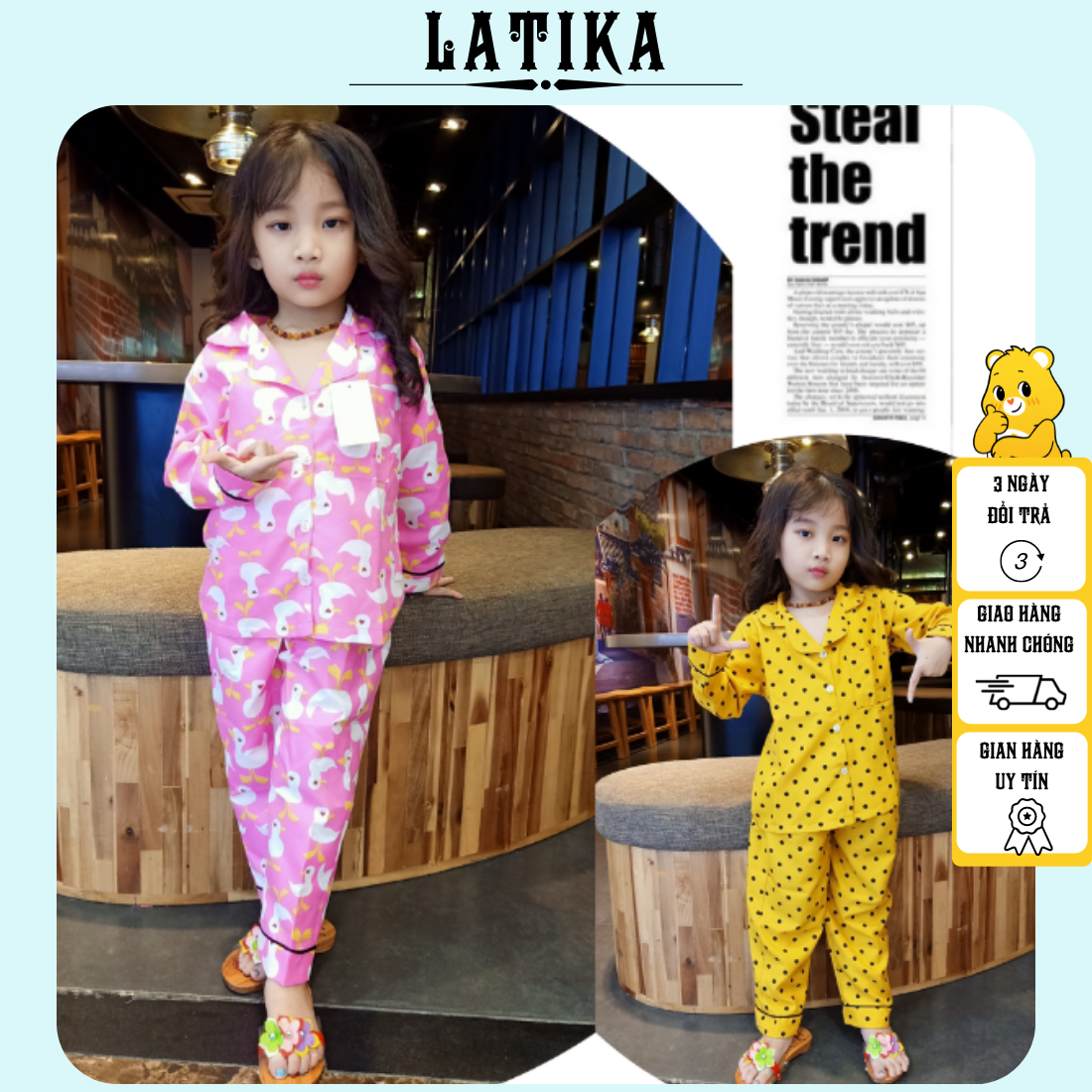 Pizama cho bé đồ mặc nhà pijama dài đáng yêu LATIKA 0171