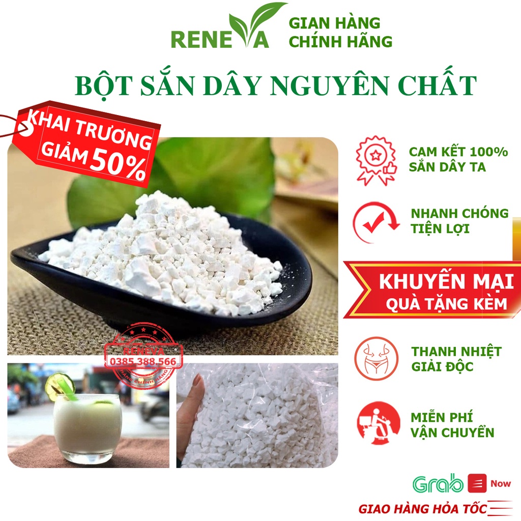 Tinhbột sắn dây nguyên chất loại đặc biệt 1kg, tinh bột sắn dây sấy điện ướp hoa bưởi sạch mịn, thơm ngon
