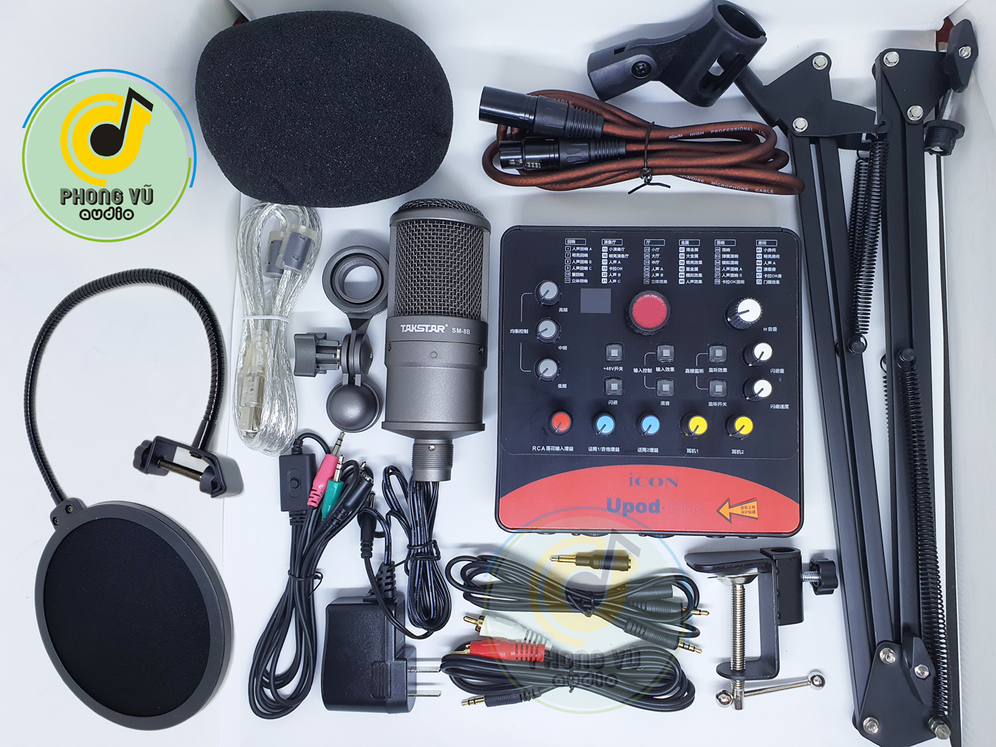 Mic livestream trọn bộ combo soundcard icon upod pro kết hợp mic takstar sm8b cao cấp hàng đầu hiện nay. Không kèm tai nghe