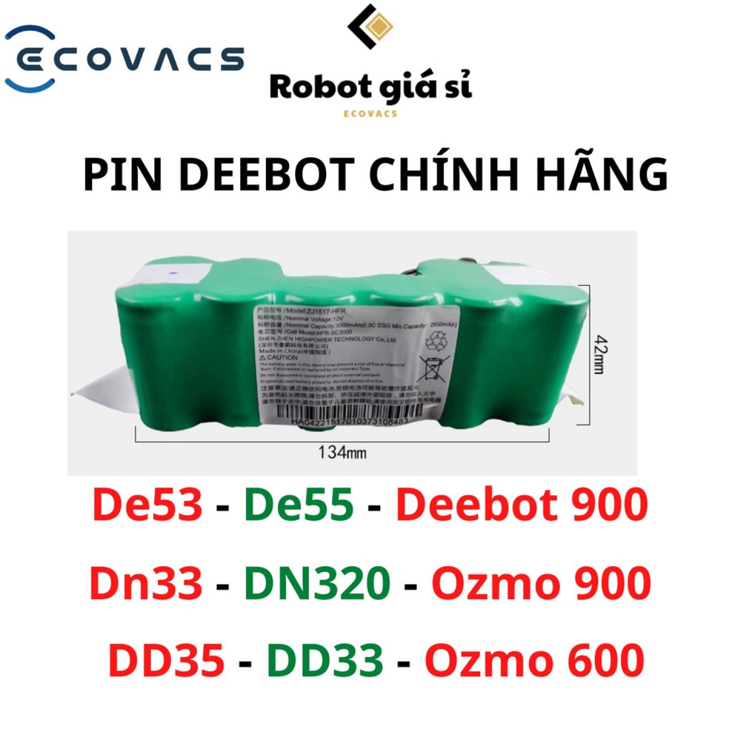 Pin chính hàng robot hút bụi ecovacs deebot dn33 dn320 dn36 dn39 ozmo 900 de55 de53 deebot 900 dd35 dd37 ozmo 600 dg710