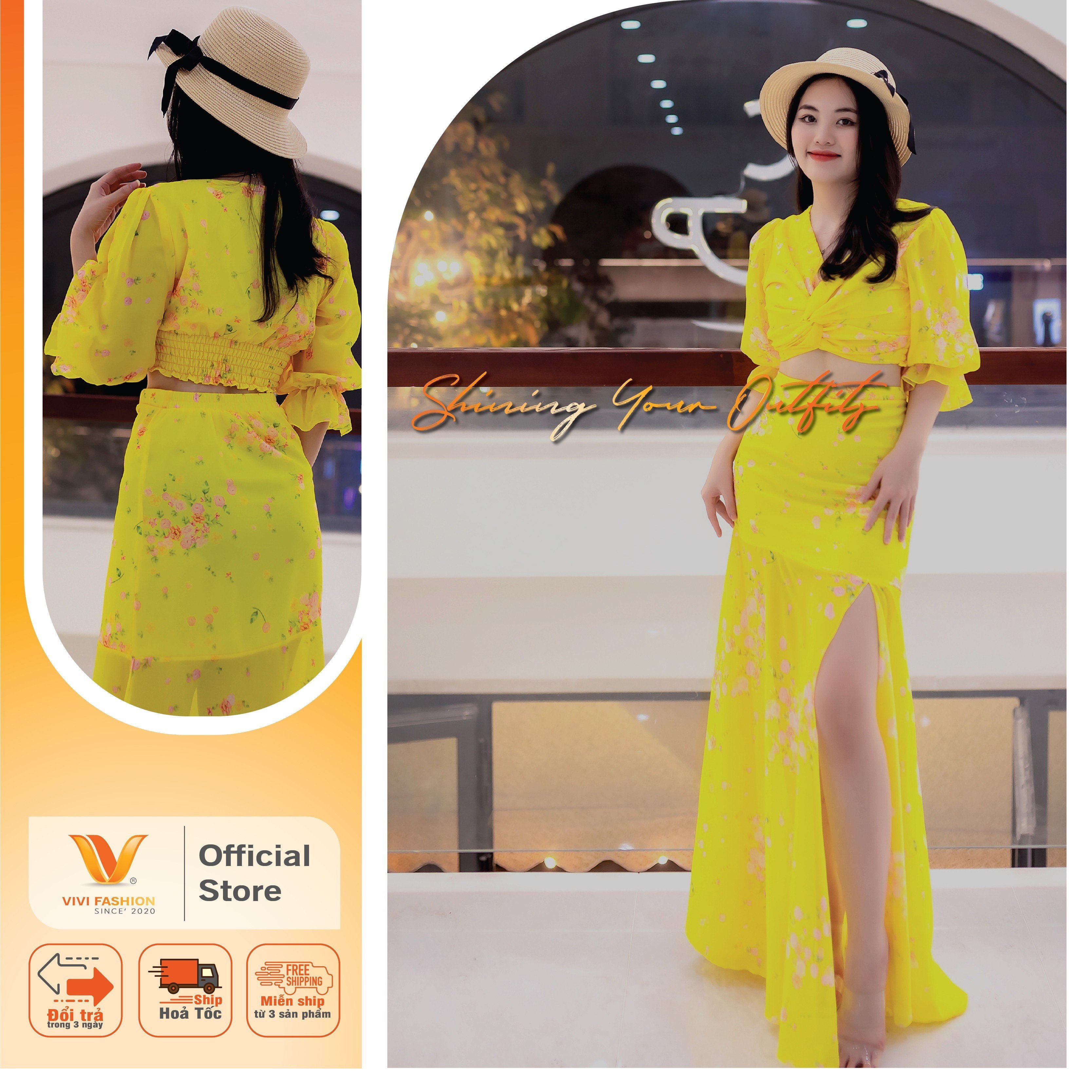 Đầm maxi voan đi biển, set maxi áo xoắn ngực xẻ tà