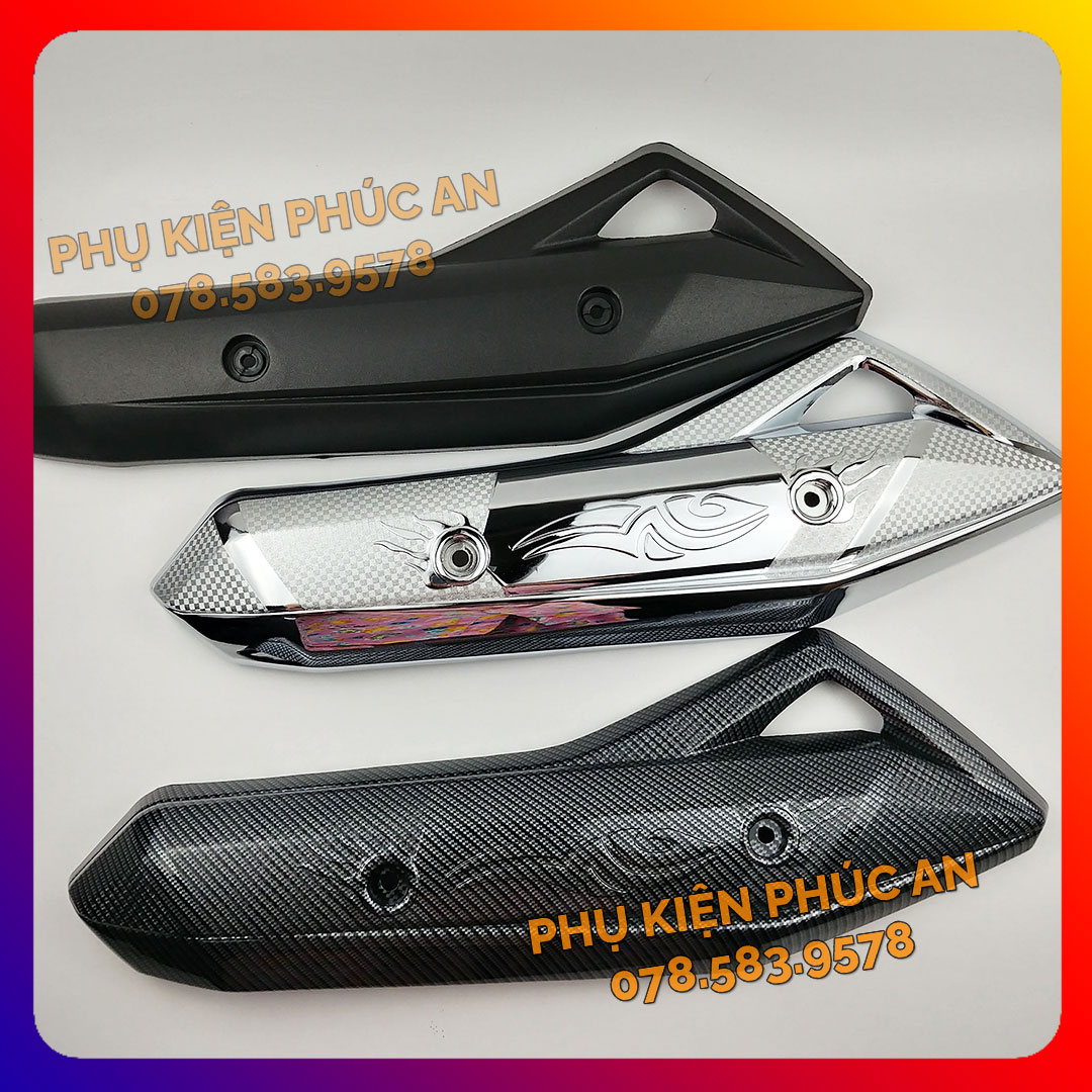 Ốp che ống pô xe Airblade AB năm 2013 2014 2015 - pát bô cách nhiệt ống xả air blade đen nhám xi inox crom carbon