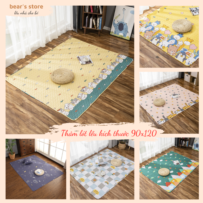 Thảm lót lều họa tiết đẹp, vải cotton chống trơn trượt kích thước 90x120cm