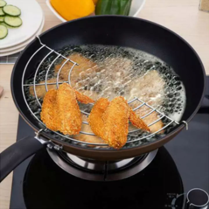 Chảo, vỉ gác chảo chiên rán dầu mỡ loại dày bằng inox, Vỉ gác bếp