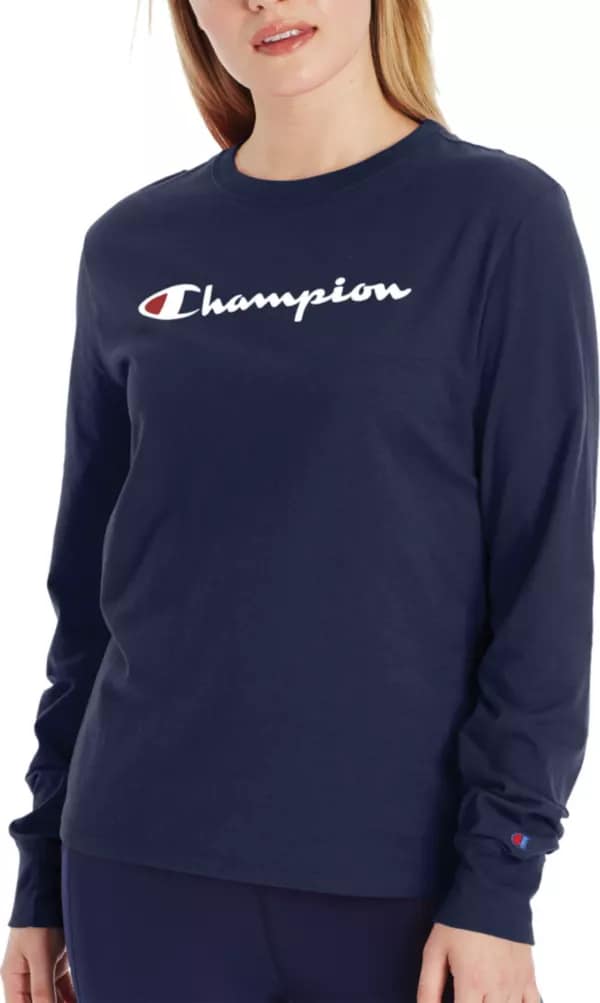 Áo thun nữ champion dài tay - màu xanh đậm
