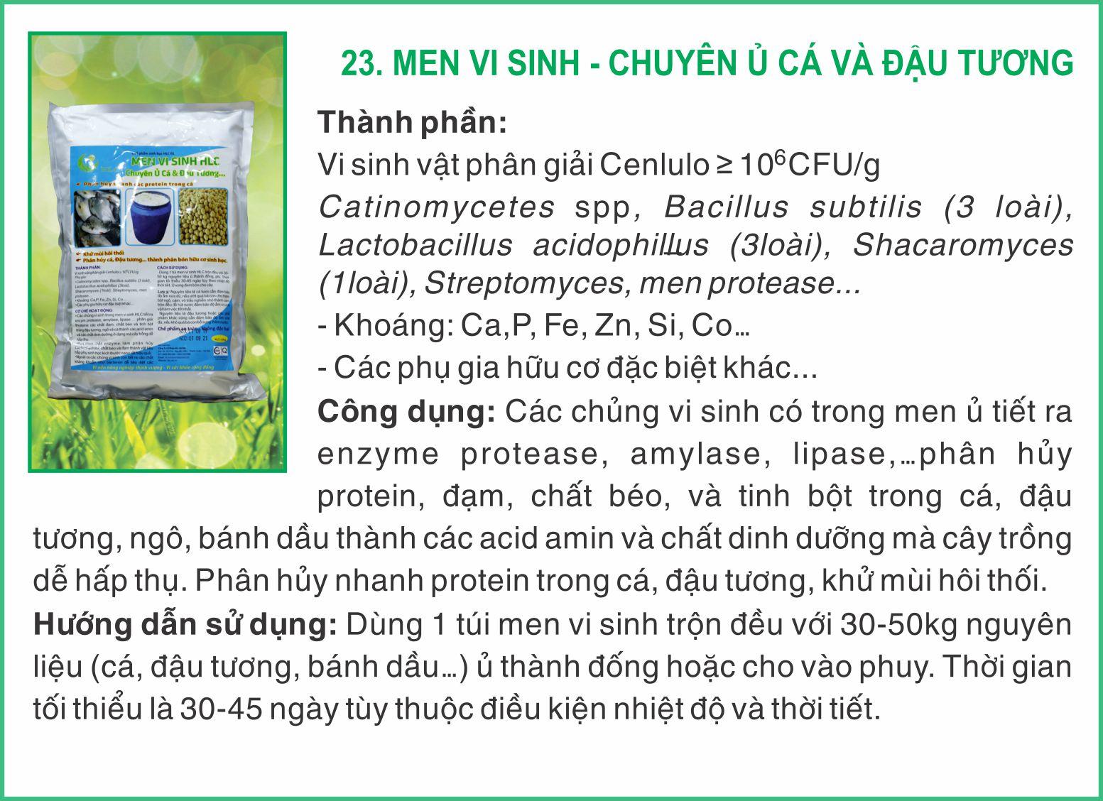 CHẾ PHẨM MEN VI SINH HLC CHUYÊN Ủ CÁ VÀ ĐẬU TƯƠNG