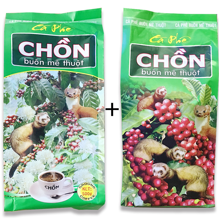 [HCM][ 01 KG CÀ PHÊ NGON KHÔNG THỂ CƯỠNG ] Combo 2 bịch Cà phê pha phin đậm đà Chồn Buôn Mê Thuộc của công ty Cao Đại Nguyên thượng hạng 1000gr 2 bịch chồn xanh Healthy Food House
