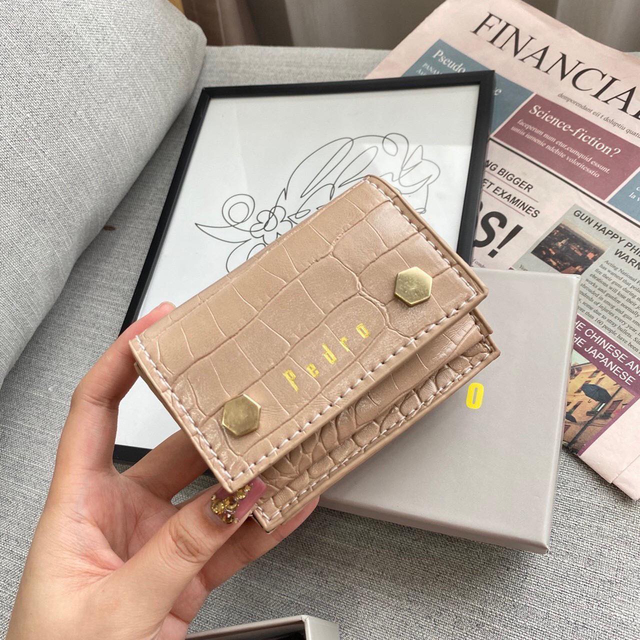 Ví da cầm tay mini nữ, bóp tiền nữ cầm tay đựng tiền, thẻ đẹp hàng fullbox T676