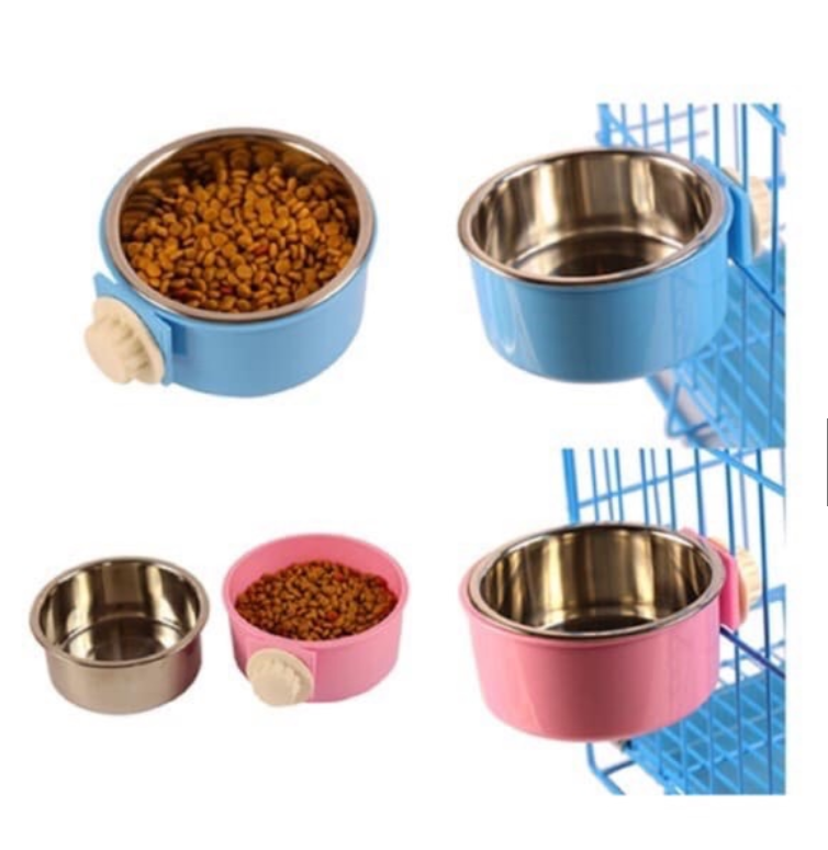 Bát ăn inox treo chuồng, gắn lồng cao cấp dành cho chó mèo