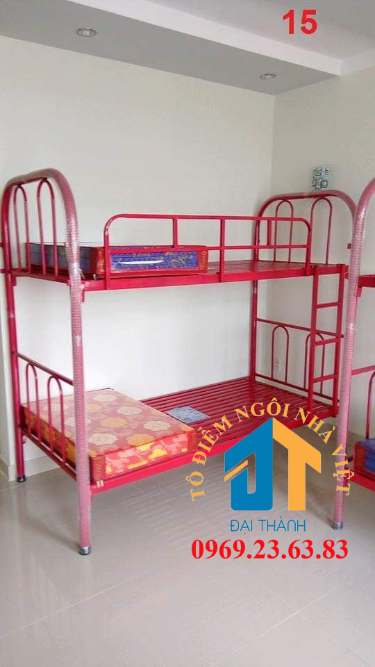 Giường  sắt hai tầng Đại Thành 1M2 màu đỏ đô - Nội Thất Đại Thành