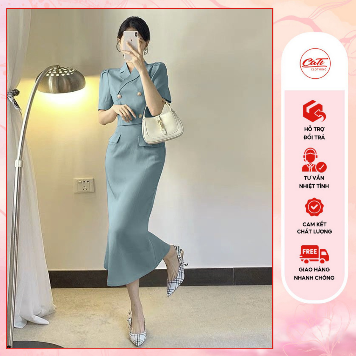 CATI Set đầm áo vest chân váy đuôi cá