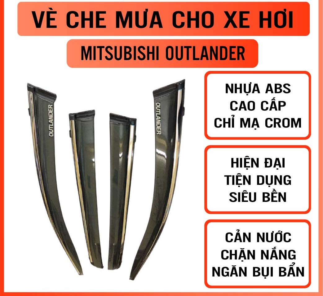 Bộ vè che mưa chỉ mạ crom cho xe MITSUBISHI OUTLANDER