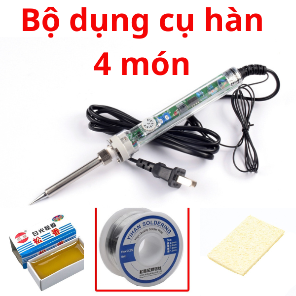 Combo Máy hàn 907+Cuộn Thiếc 50g + nhựa thông + bọt biển chữ nhật
