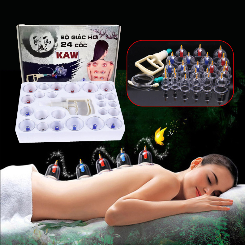 Bộ giác hơi không dùng lửa(24 phụ kiện), dụng cụ chăm sóc sức khỏe, lưu thông máu dẽ dàng - Dụng cụ chăm sóc sức khỏe đả thông mạch máu