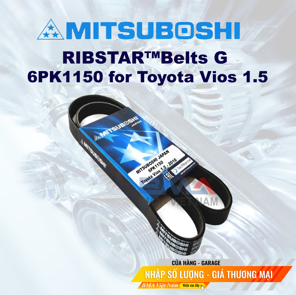 Dây curoa mitsuboshi 6pk1150 cho toyota vios 2017