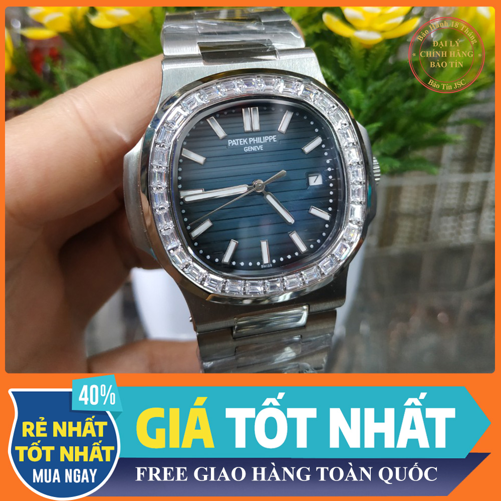 { RẺ VÔ ĐỐI }{ BẢO TÍN ĐỒNG HỒ SHOP SỊN LAZADA } ĐỒNG HỒ  PATEK PHILLIPE  NAM AUTOMATIC NAUTILUS MẶT TRĂNG DÂY KIM LOẠI + THẺ BẢO HÀNH