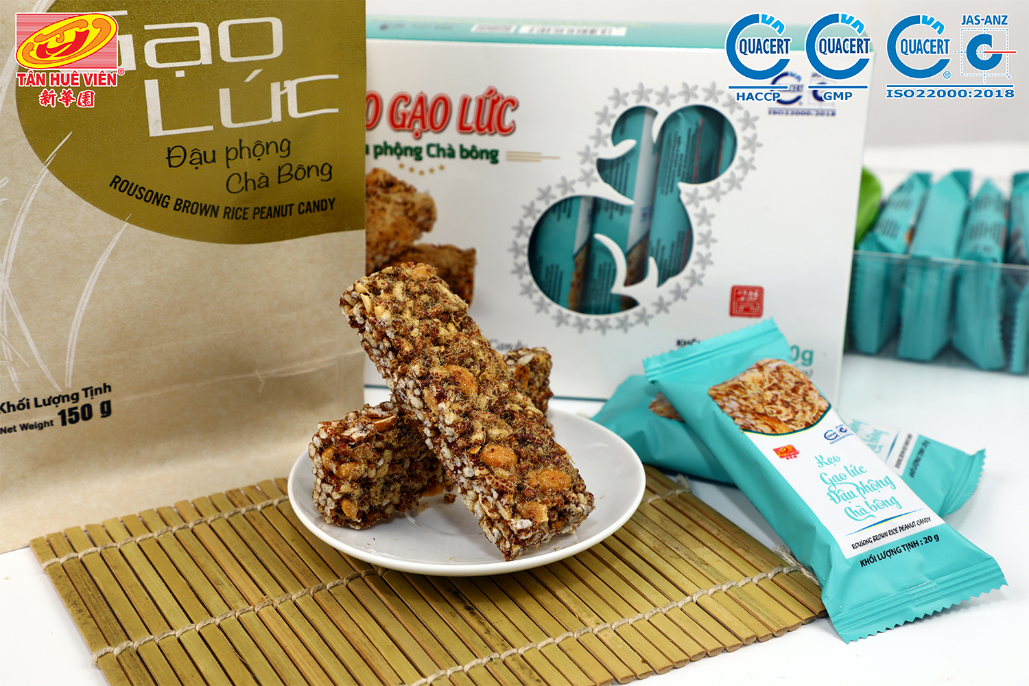 Kẹo gạo lức đậu phộng chà bông hộp 240g