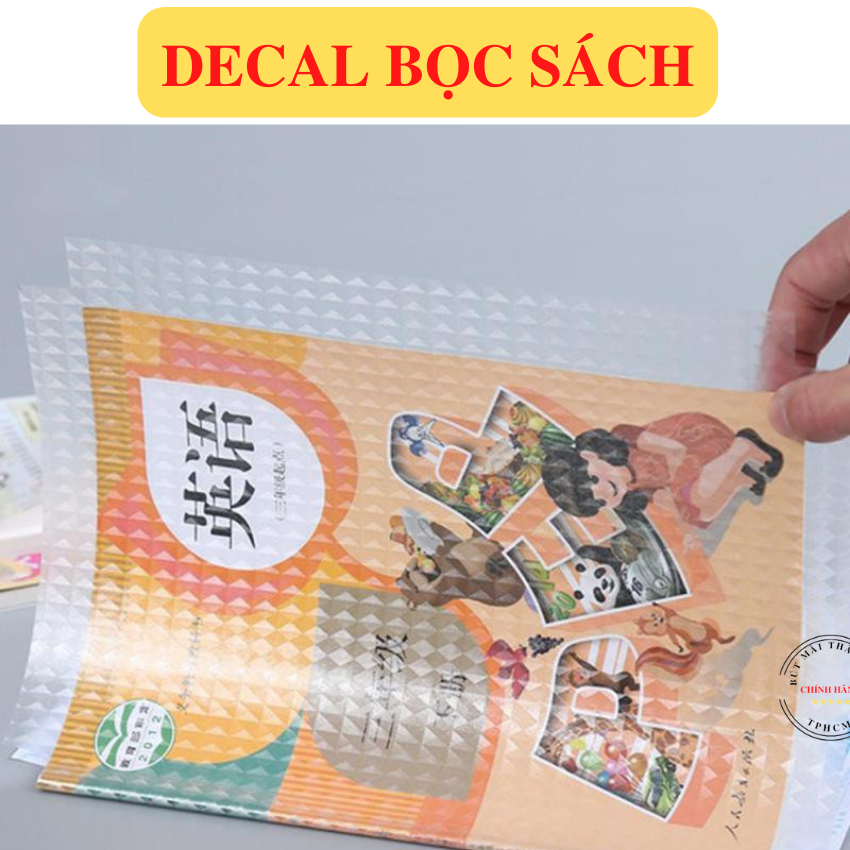 Set 10 decal bọc sách giáo khoa tặng kèm nhãn vở