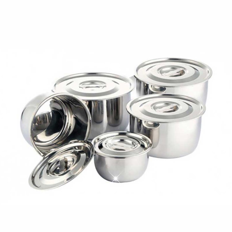 Nồi inox đáy từ Mishio 5 nồi tặng 3 kèm vỉ hấp thiết kế hiên đại tiết kiệm không gian
