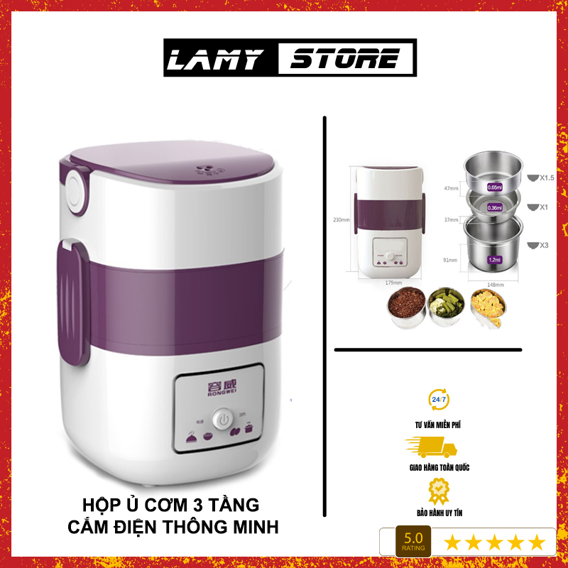 Hộp ủ cơm 3 tầng cắm điện, hộp cơm cắm điện đắt hơn cặp lồng cắm điện, nồi ủ cơm văn phòng,hộp đựng giữ nhiệt đa,hộp nấu và hâm nóng thức ăn đa năng giảm giá sốc - bảo hành 1 đổi 1