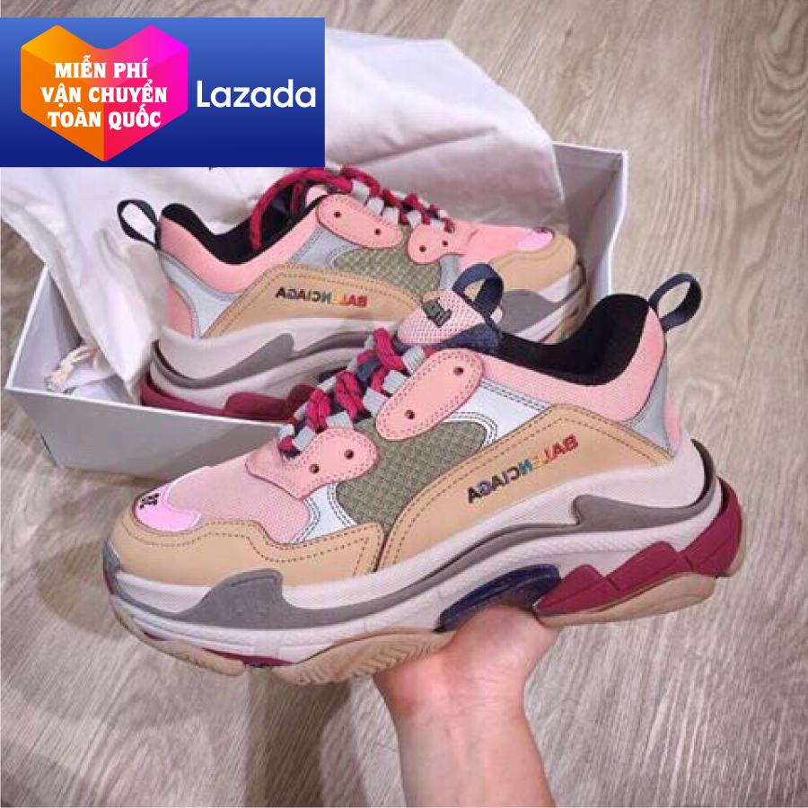 Giày thể thao Sneaker Balenciga TripleS Nâu hồng phản quang