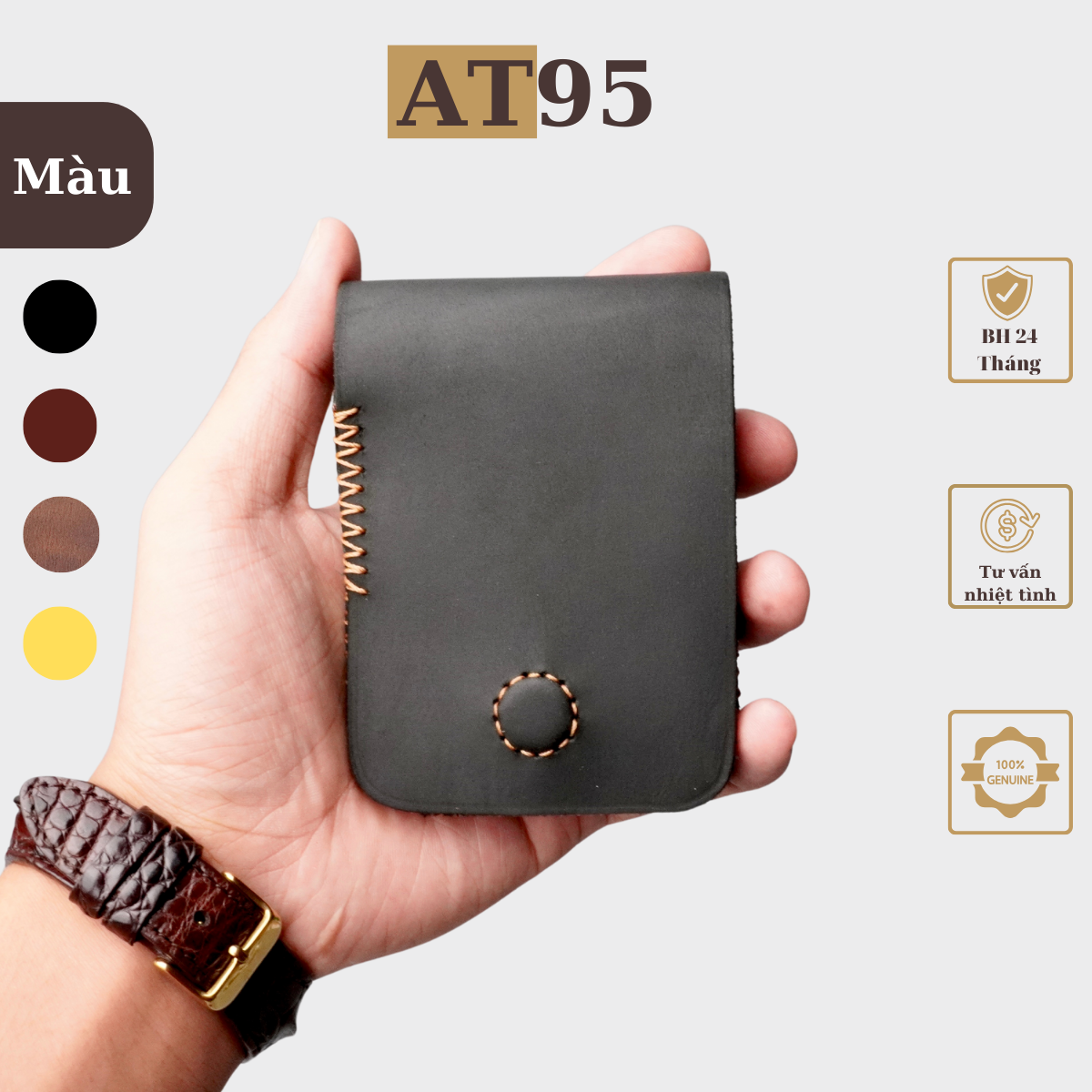 Ví sen kẹp tiền mini nhỏ gọn vkt03 da bò thật hàng thủ công
