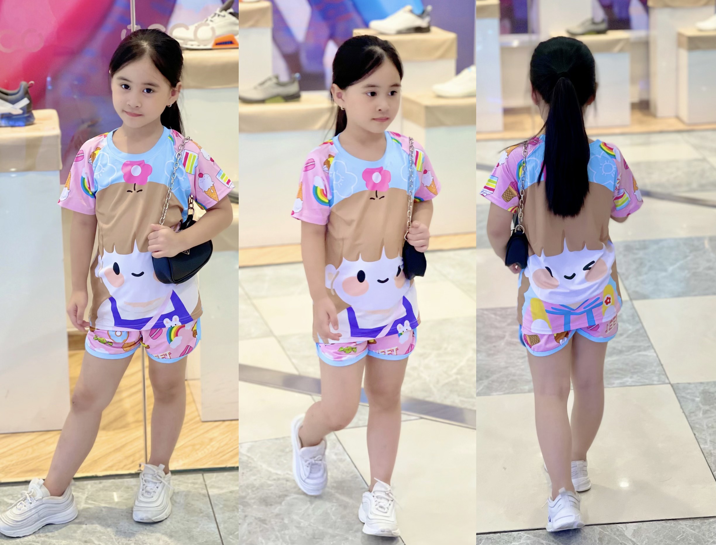 Bộ bé gái đáng yêu Đồ bộ đùi mặc nhà mát mẻ năng động chất thun lạnh mát mịn