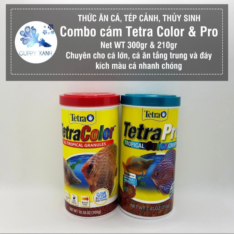 Thức ăn cá cảnh Tetra Color và Tetra Pro - Thức ăn dinh dưỡng cao và không dơ nước.