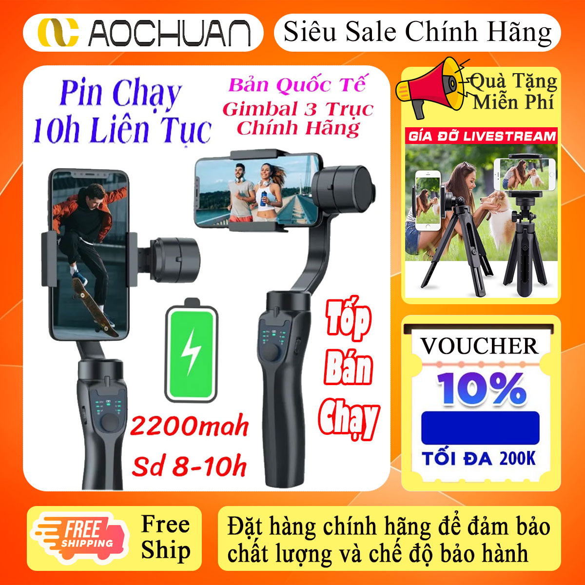 Tay cầm gimbal chống rung điện thoại Thiết bị chống rung khi quay phim Gimbal F8 Gimbal chống rung 3 trục có thể gấp gọn dễ dàng chụp ảnh quay video sắc nét. Bảo hành 5 năm