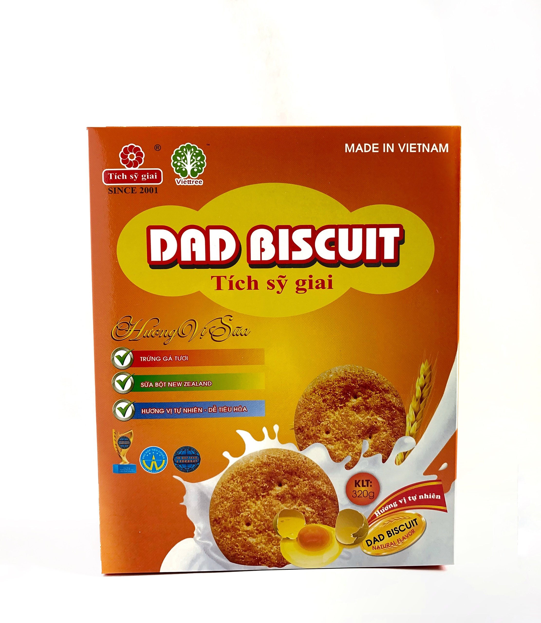 Bánh Dad Biscuit vị sữa Tích Sỹ Giai hộp 320G
