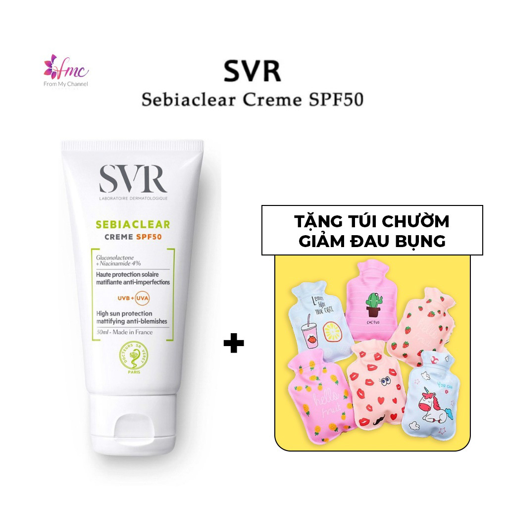 [MUA 1 TẶNG 1] Kem Chống Nắng Giúp Giảm Mụn SVR Sebiaclear Creme SPF50 50ml + Tặng 1 túi chườm giảm đau bụng