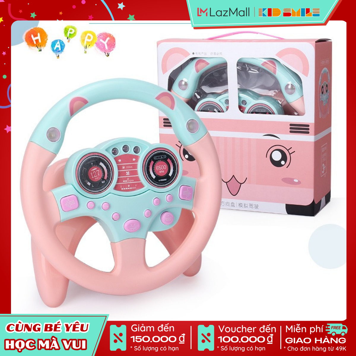 Đồ Chơi Trẻ Em Bộ Vô Lăng Màu Hồng Cho Bé Gái, Có Hiệu Ứng Âm Thanh, Ánh Sáng, Xoay 360 Độ Gắn Lên Ô Tô Và Mặt Phẳng Cho Trẻ Từ 1 Đến 5 Tuổi Giúp Trẻ Phát Triển Trí Tượng Tưởng, Thông Minh Và Hoạt Bát Hơn
