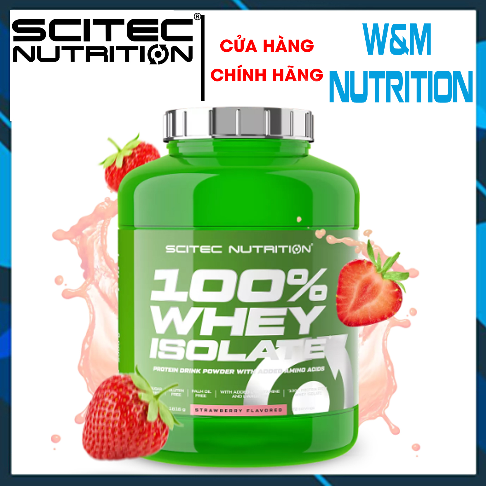 Scitec Whey Isolate 1816g - 21g Protein Mỗi Lần Dùng vị Vani, Bổ Sung Glutamine & Arginine