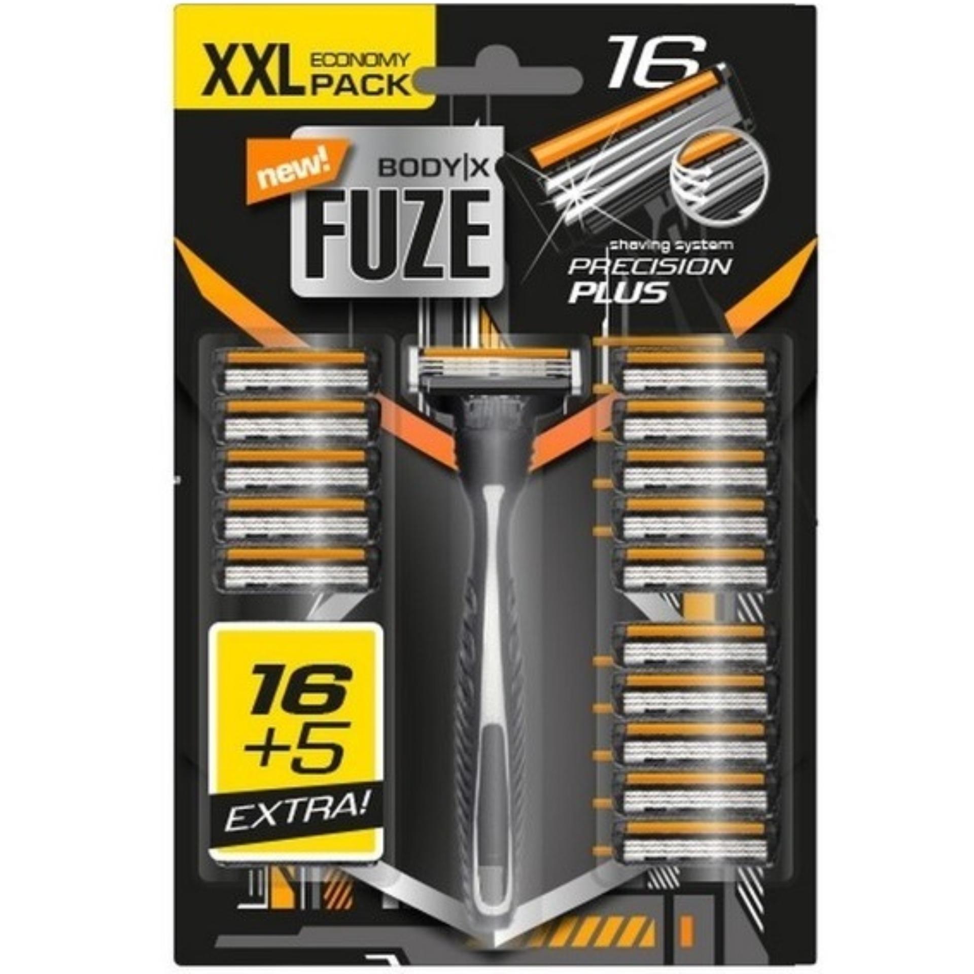 Set Dao cạo râu Body-X Fuze 3 lưỡi Razors Men Triple Blades + 21 đầu thay thế Germany