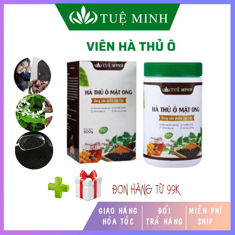 Viên Hà Thủ ô mật ong Tuệ Minh hộp 500g làm đen tóc,ngăn tóc bạc sớm, giảm rụng tóc, kích thích mọc tóc ,đẹp da , mạnh gân cốt , bồi bổ cơ thể