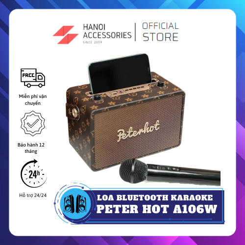Loa bluetooth karaoke peterhot a106w âm thanh siêu đỉnh 2023. tặng mic không dây hát karaoke. bảo hành 12 tháng