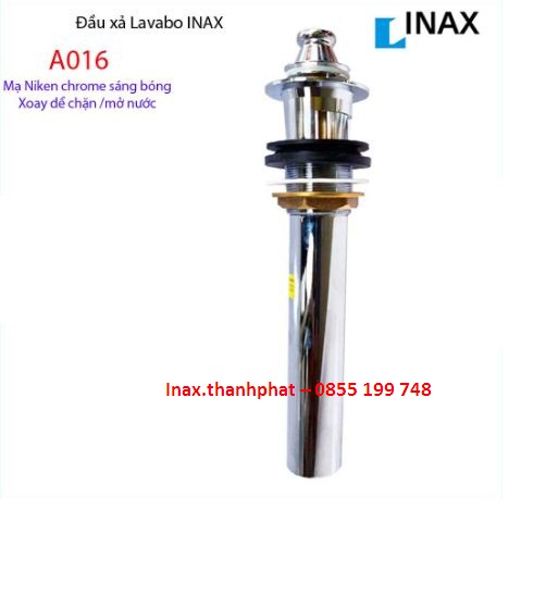 [CHÍNH HÃNG] Bộ Trụ xả xi phông nhấn cho chậu rửa mặt, lavabo INAX A11129VN, A016V- đồng mạ Chrome, đuôi chữ P inox sáng bóng
