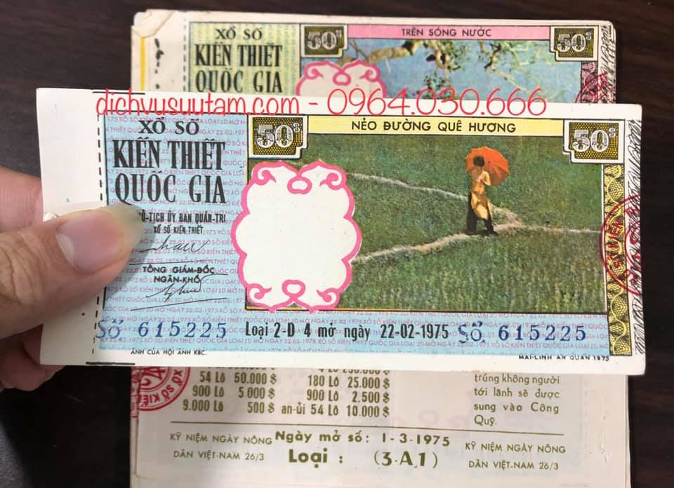01 tờ vé số VNCH phát hành năm 1975 sưu tầm