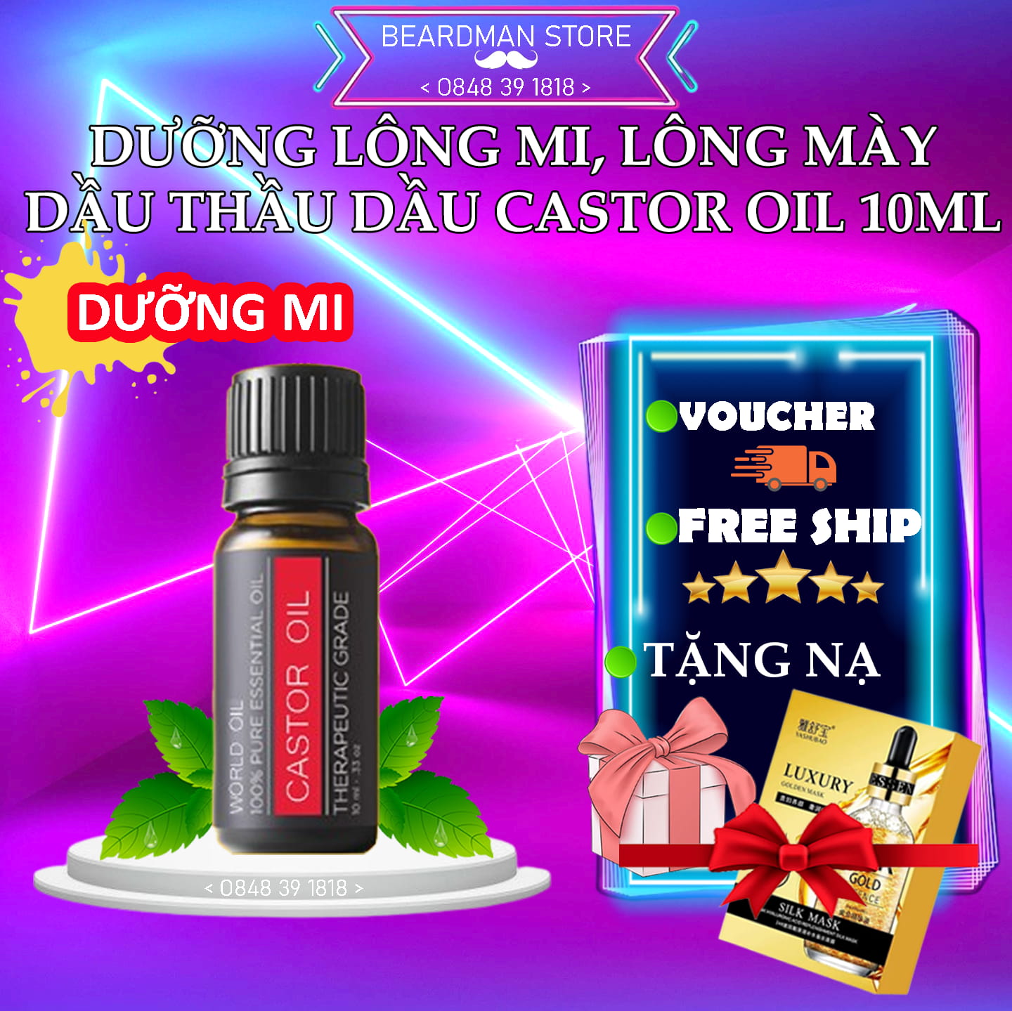 Dầu thầu dầu đen mọc lông mày lông mi 10ml
