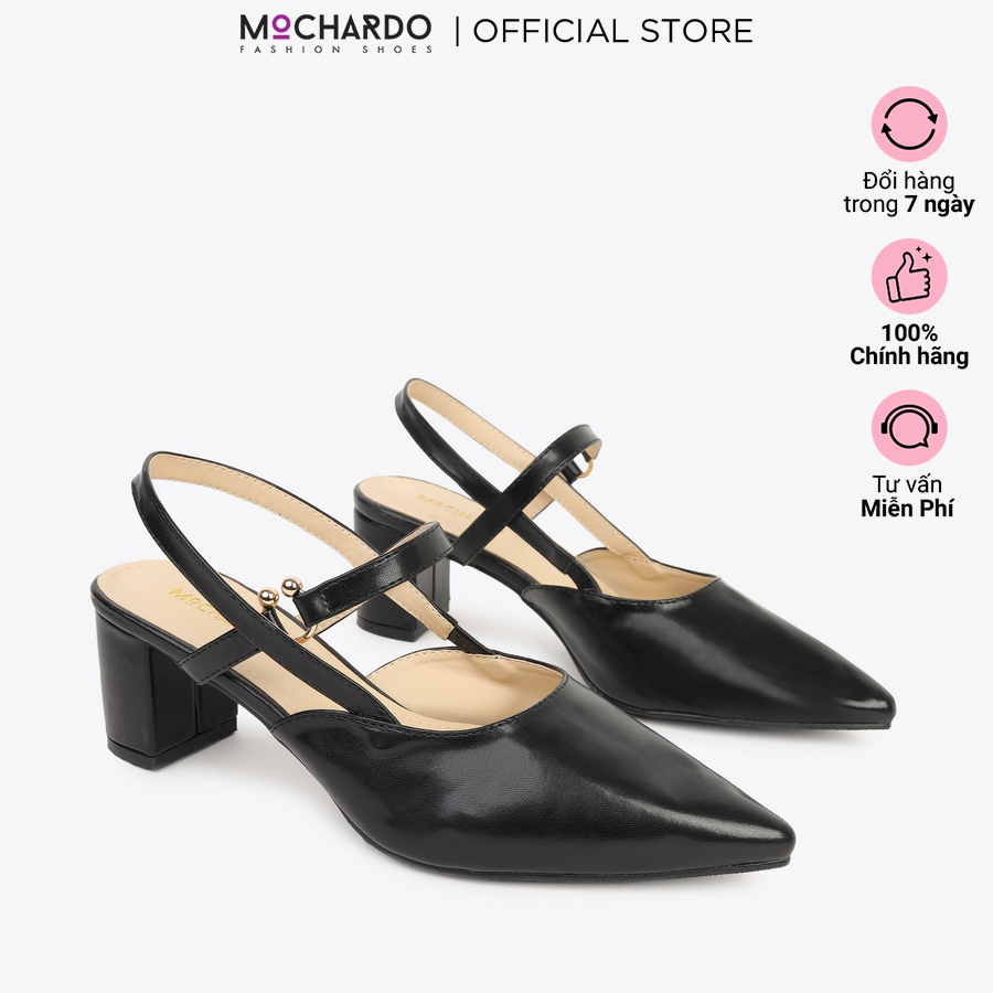 Giày cao gót sling back da trơn mũi nhọn cao 6cm mochardo ht-6