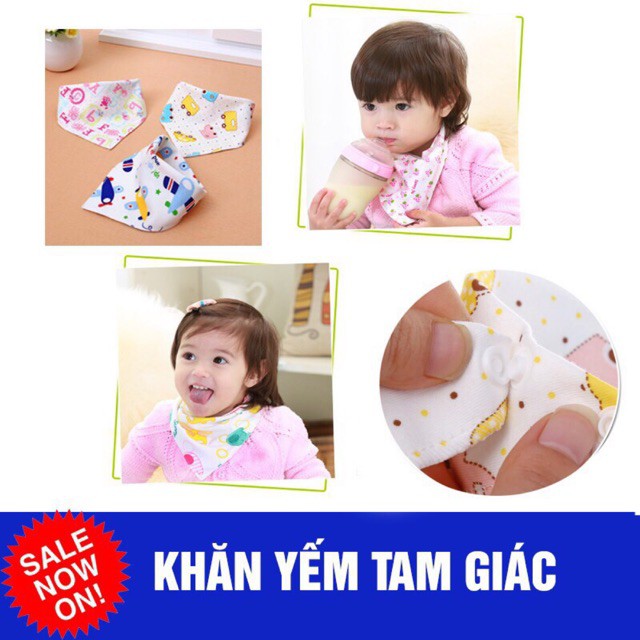 (FREESHIP ĐẾN 50k) (Có cúc bấm) Yếm khăn tam giác quàng cổ cài nút thời trang đáng yêu cho bé (Việt Nam) NAM7