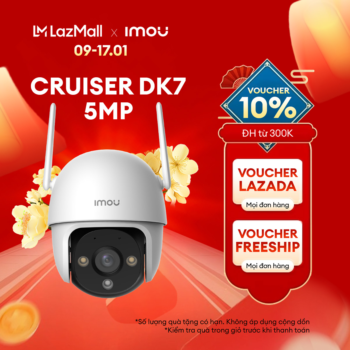 [Mới] Camera Wifi ngoài trời Imou Cruiser DK7 (5MP/3MP) I IPC-DK7P-5H1WE I Chống nước IP66 I Loa cảnh báo