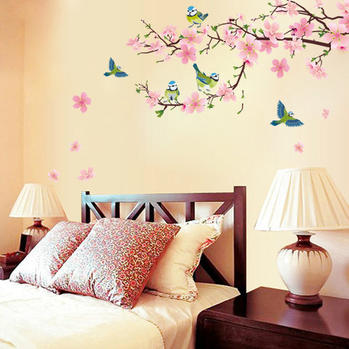 Decal dán tường Cành hoa đào phai - Tết - tranh dán tường giấy dán tường cành hoa đào tết 2022