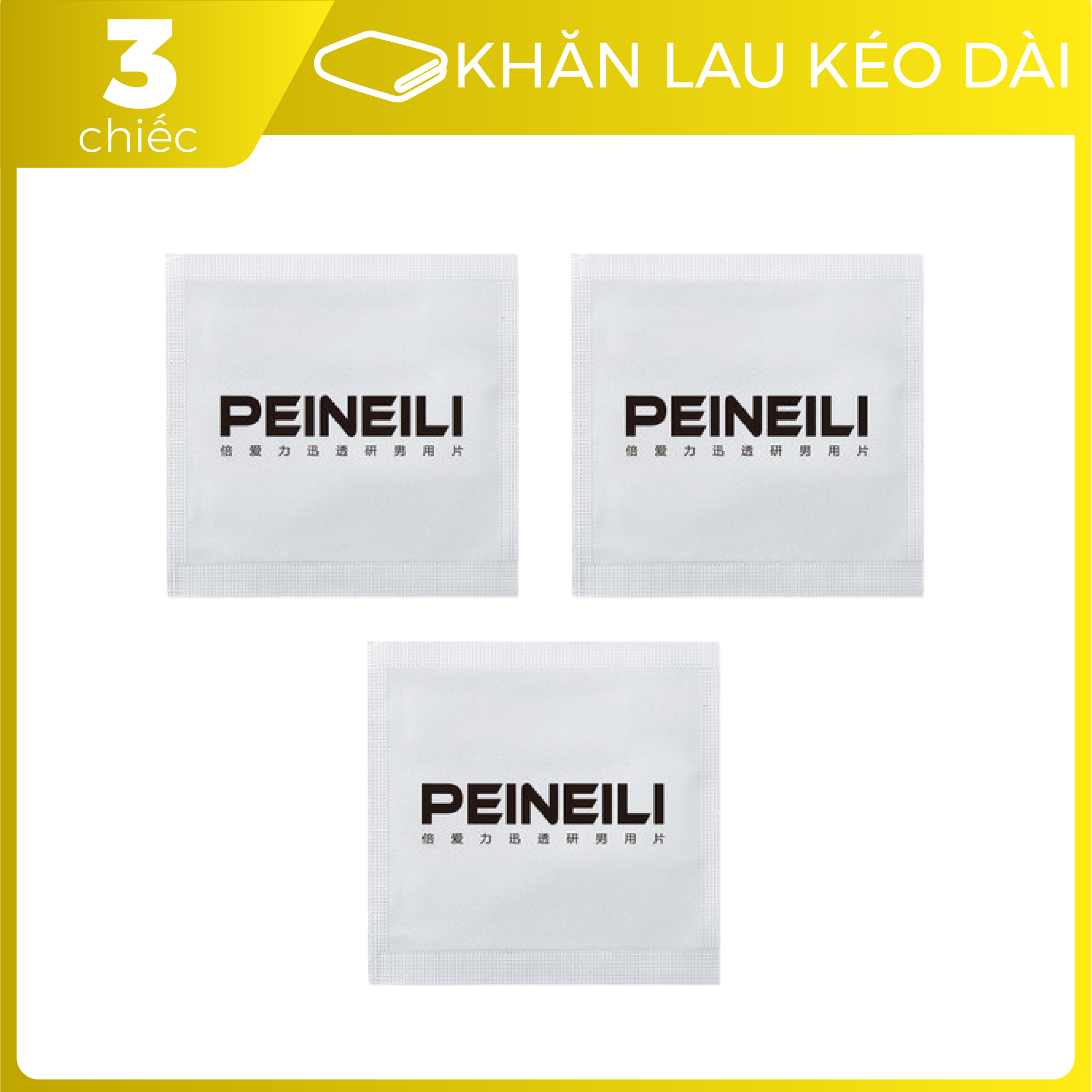 [HCM][3 chiếc] Bộ 3 Tinh chất (dạng khăn) Peineili Hồng Kong - Kéo Dài Thời Gian Quan HệHỗ Trợ Xuất Tinh Sớm - 1 gói 1 chiếc - [BigBull Shop]